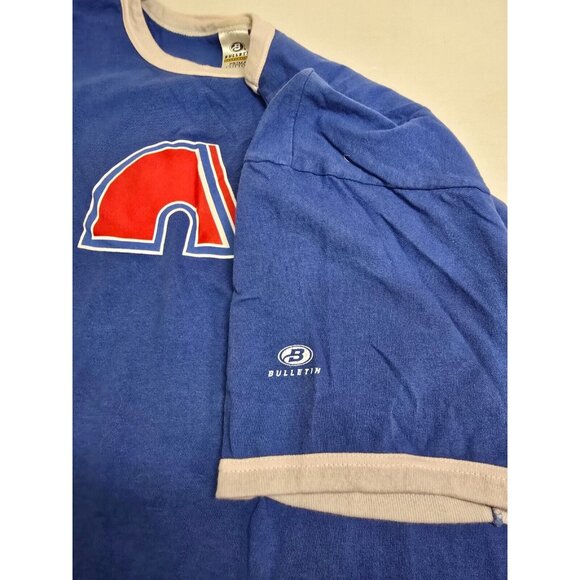 Quebec Nordiques Vintage NHL Hockey Collection Blue Bulletin Tag T Shirt Mens XL - Picture 4 of 6